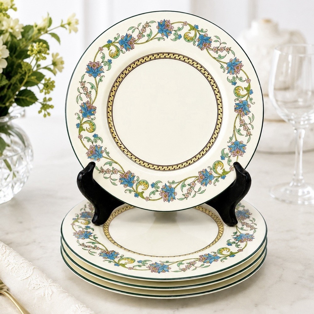Vintage Wedgwood Shah Salad Plates W734 Bone China England Floral 8" Set of 4